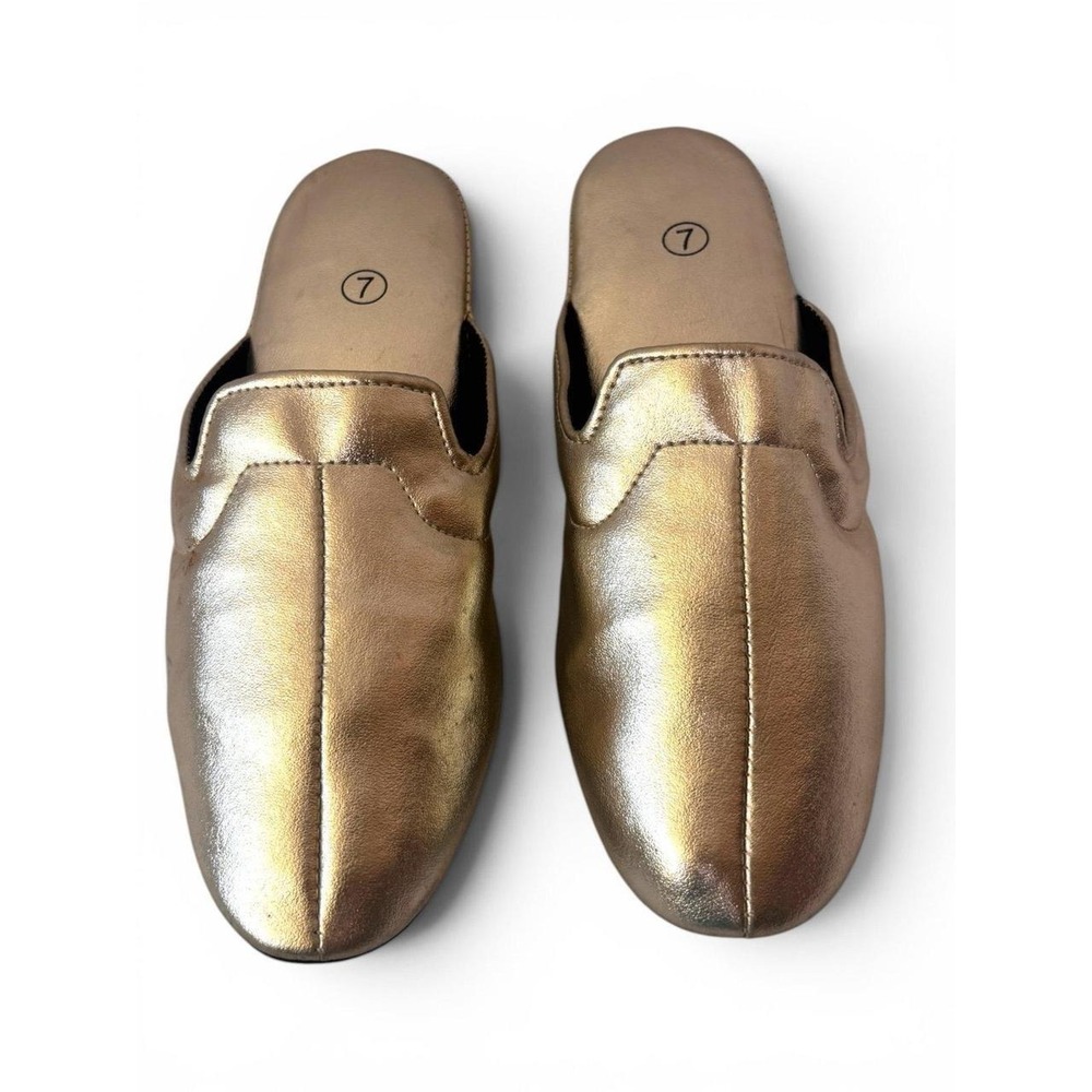 Vintage Gold Metallic Mule House Slippers – Size 7 - Picture 2 of 7